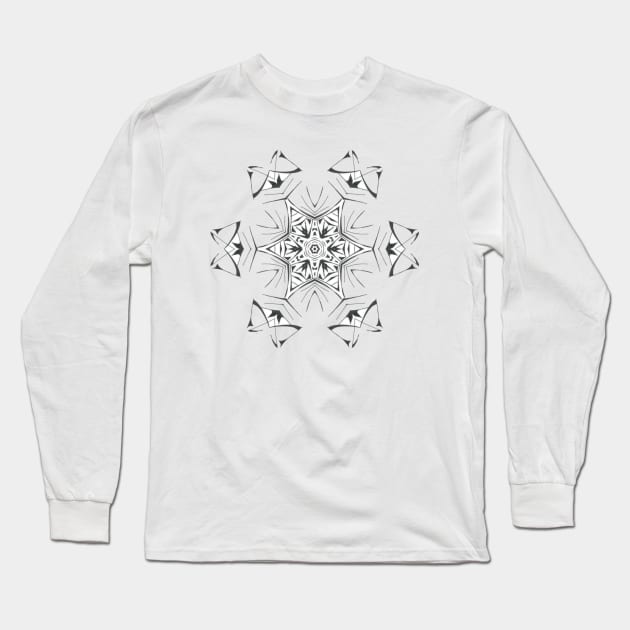74C Unique Black White Abstract Mandala Long Sleeve T-Shirt by Unique Black White Colorful Abstract Art